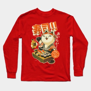 Sushi Chef Cat  Funny Restaurant Kitty  Japanese Food Classic Long Sleeve T-Shirt